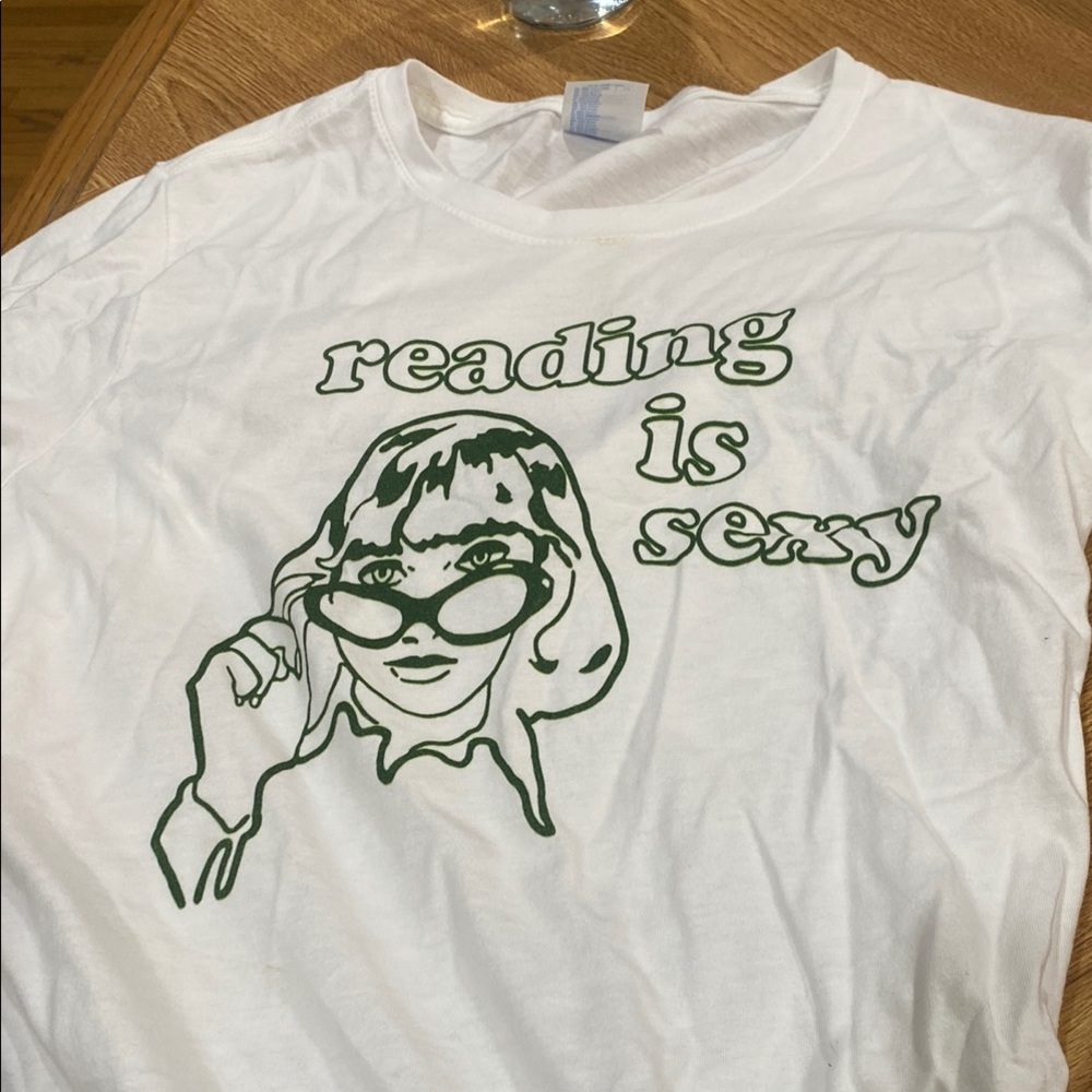White T-Shirt with Green Graphic Print